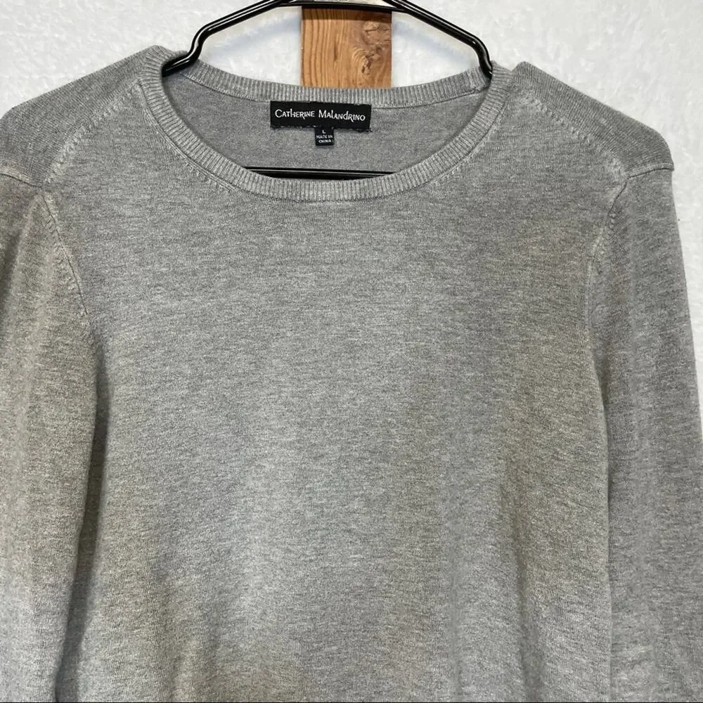 Catherine Malandrino Gray‎ Long Sleeve Crewneck Sweater Size L
